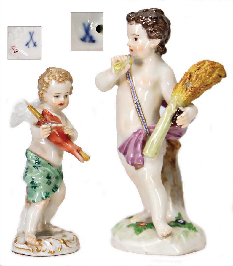 MEISSEN 2 small figures, porcelain, boy with ear, (1 of 1)