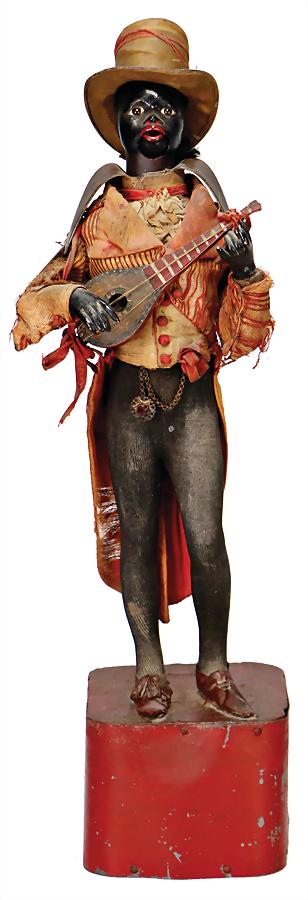 doll machine, colored Banjo player, 50 cm, bisque head (1 of 2)