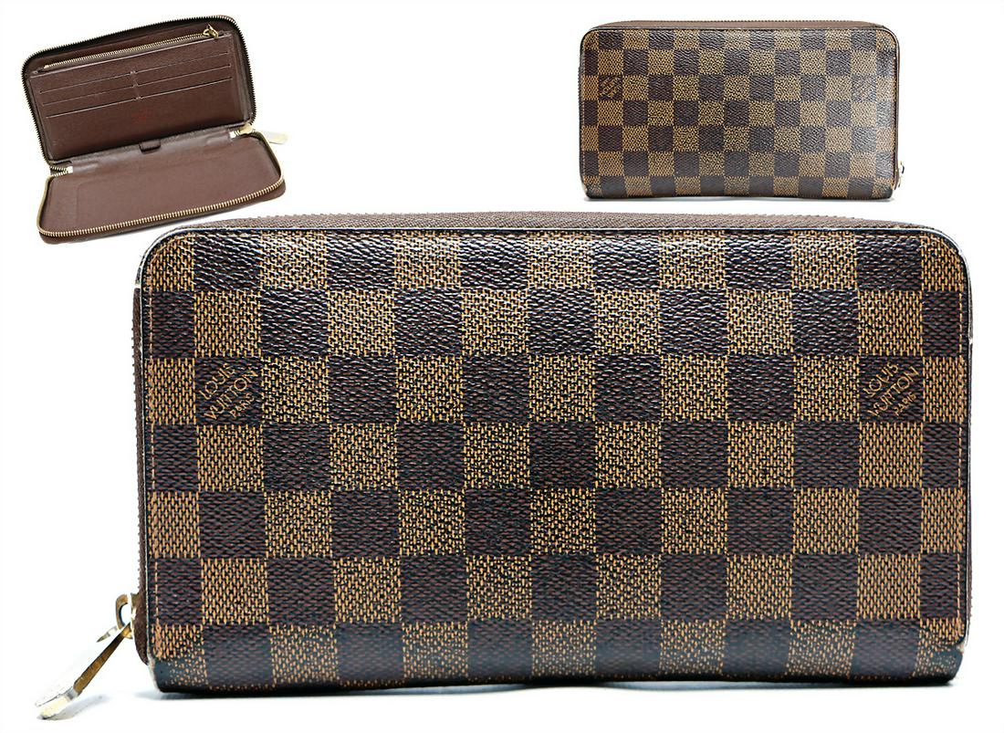 LOUIS VUITTON purse, model: Zippy Damier Ebene Canvas,: LOUIS VUITTON purse, model: Zippy Damier Ebene Canvas, gold-colored zipper, 1 coin pocket, 6 credit card slots, 2 bank note compartments, secret compartment, Datecode: SN0173, width: 21 cm, height: 12