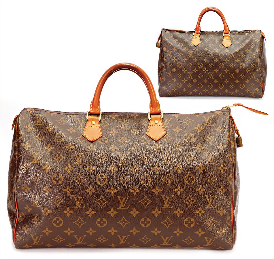 handbag, model: Speedy Monogram Canvas 40, 2 untreated: handbag, model: Speedy Monogram Canvas 40, 2 untreated cowskin carrying handles, 1 pocket with zipper, with lock and key, height: 25 cm, width: 40 cm, depth: 19 cm, Date-Code: MB*0*1, handles with pat