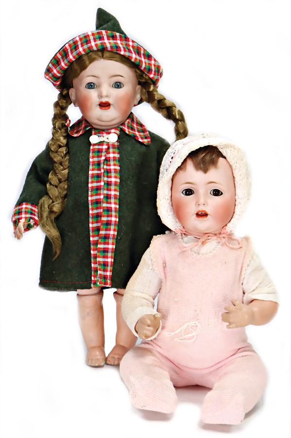 2 Porzellankopf-Puppen, 1x gem. SIMON & HALBIG, 126, (1 of 1)