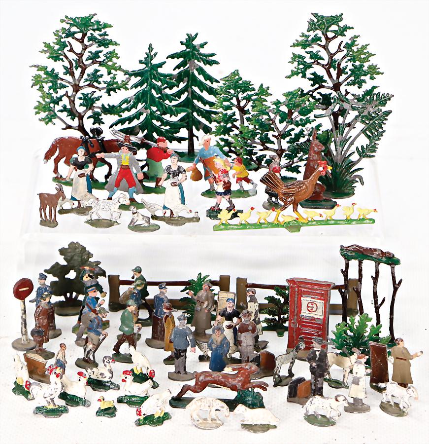 Konv. Zinn-Figuren, flach, 3,5 cm, Gänsemarkt, mit (1 of 1)