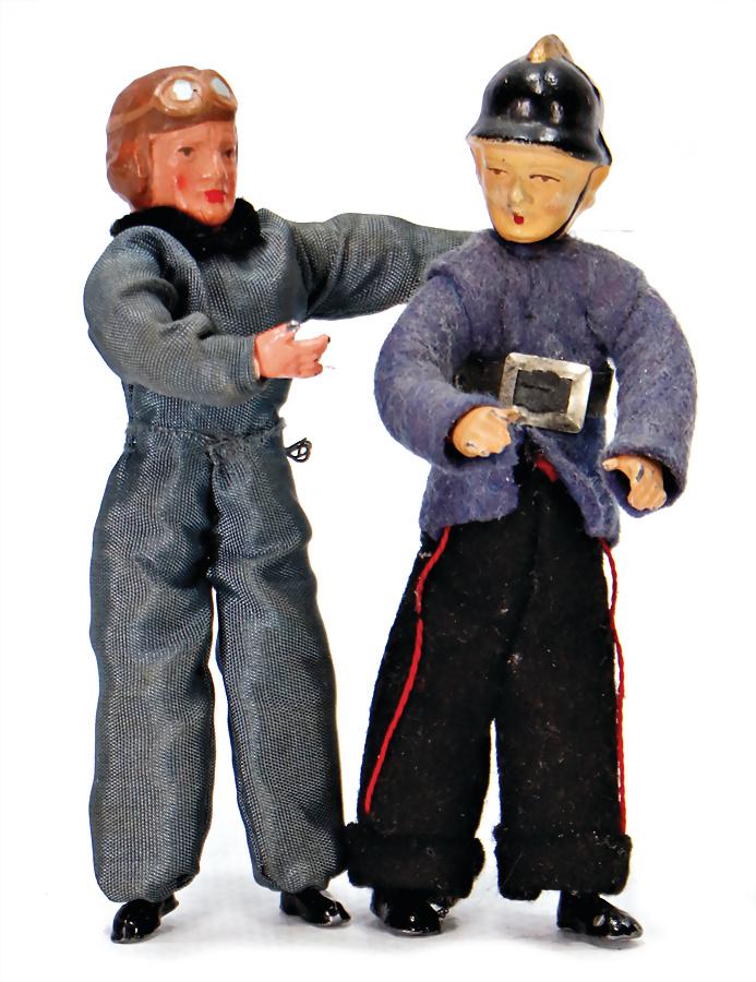 2 pieces, driver figures, probably '30s, fabric body, (1 of 1)
