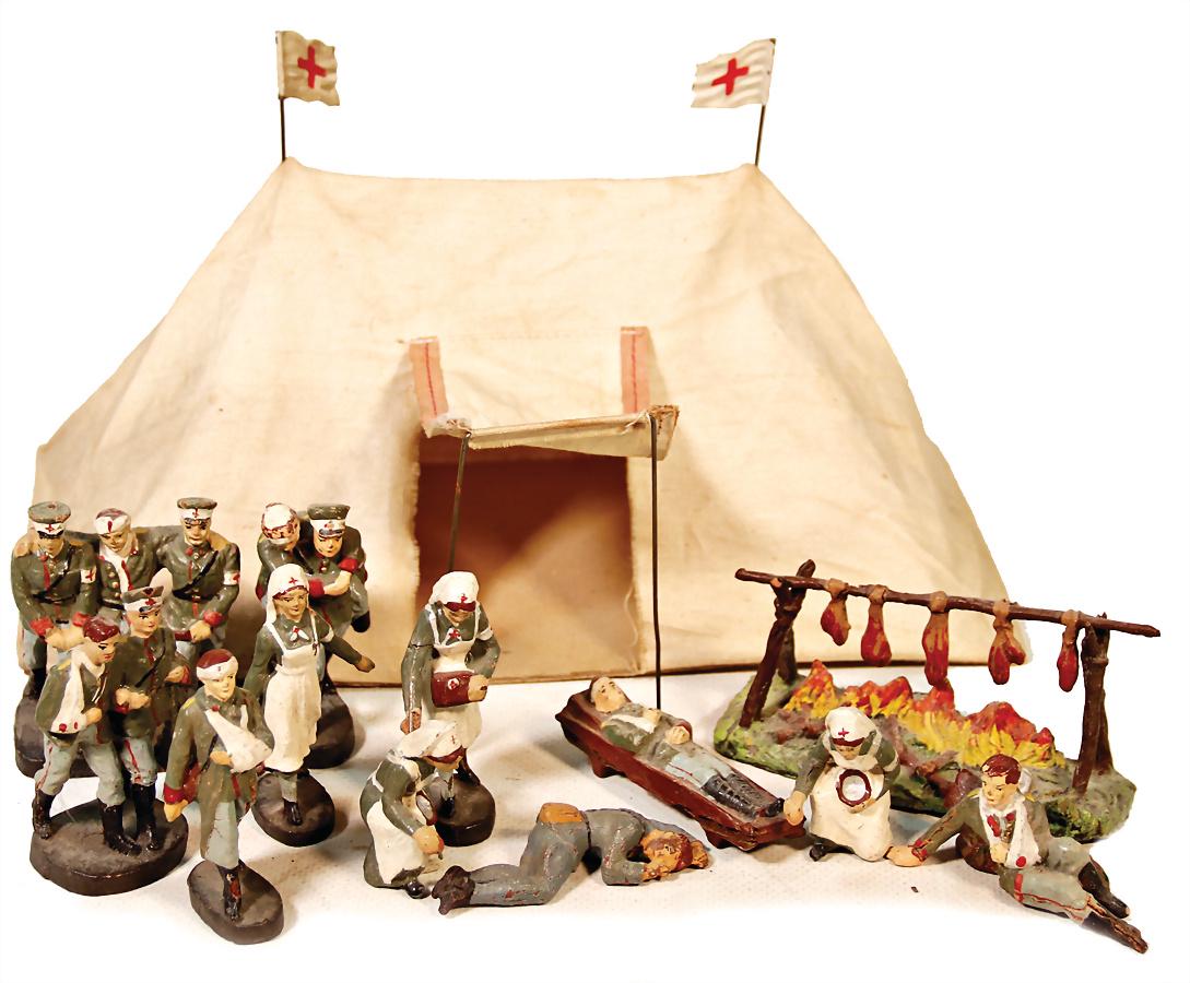 ELASTOLIN mass, 7-7.5 cm, World War II, hospital tent, (1 of 1)