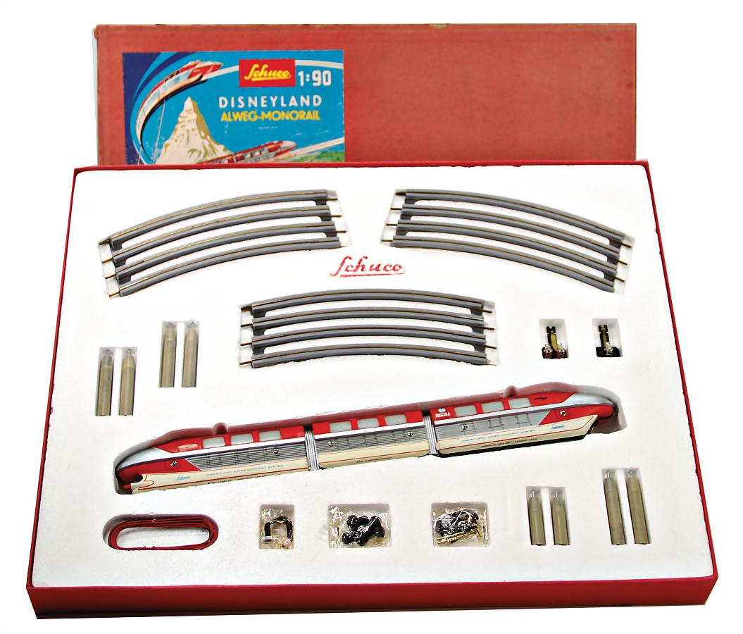 SCHUCO Monorail, Disney Land, suspension railway, red,: SCHUCO Monorail, Disney Land, suspension railway, red, very good condition, in original box, with manual, function wasn't checked, box is slightly worn German Description SCHUCO Monorail, Disney Land,