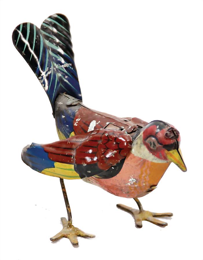 bird, sheet metal, 8 cm, clock mechanism is intact,: bird, sheet metal, 8 cm, clock mechanism is intact, pre-war era German Description Vogel, Blech, 8 cm, Uhrwerk intakt, Vorkrieg