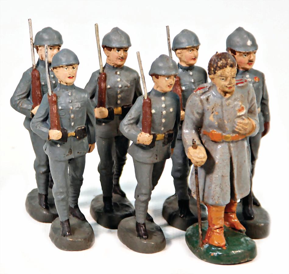 ELASTOLIN mass, 10 cm, blue-grey uniform, 6 marching (1 of 1)