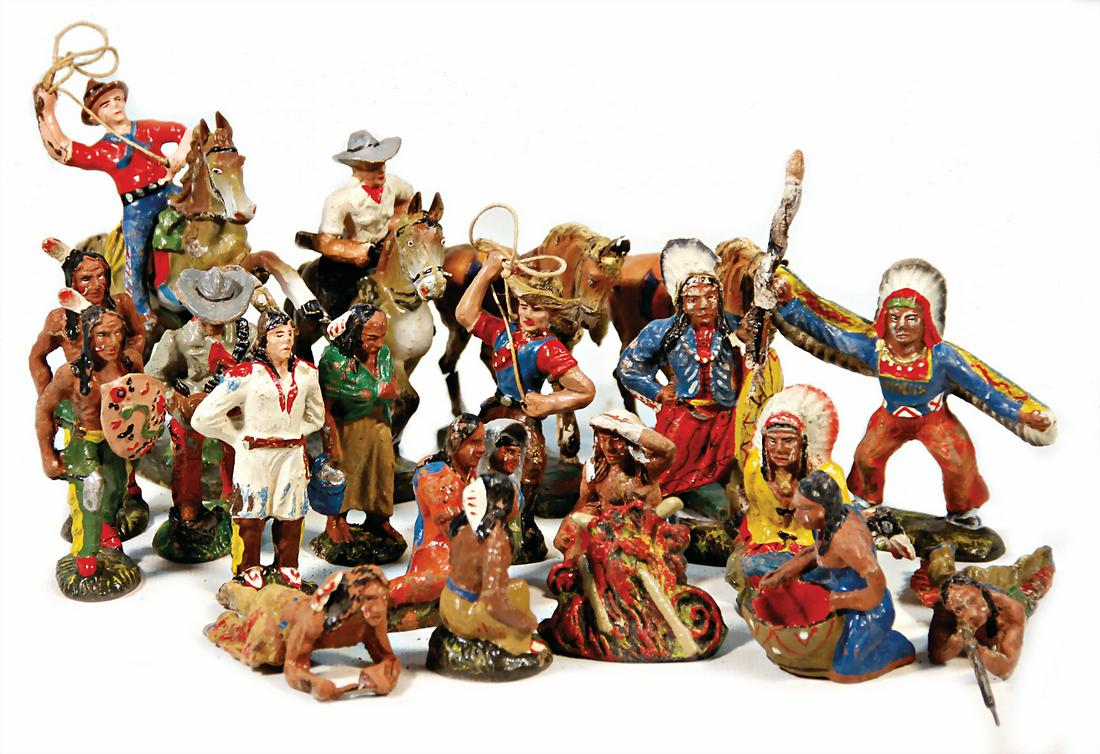 mixed lot of  trappers and  Indians, mass, 7 - 7.5 cm, (1 of 1)