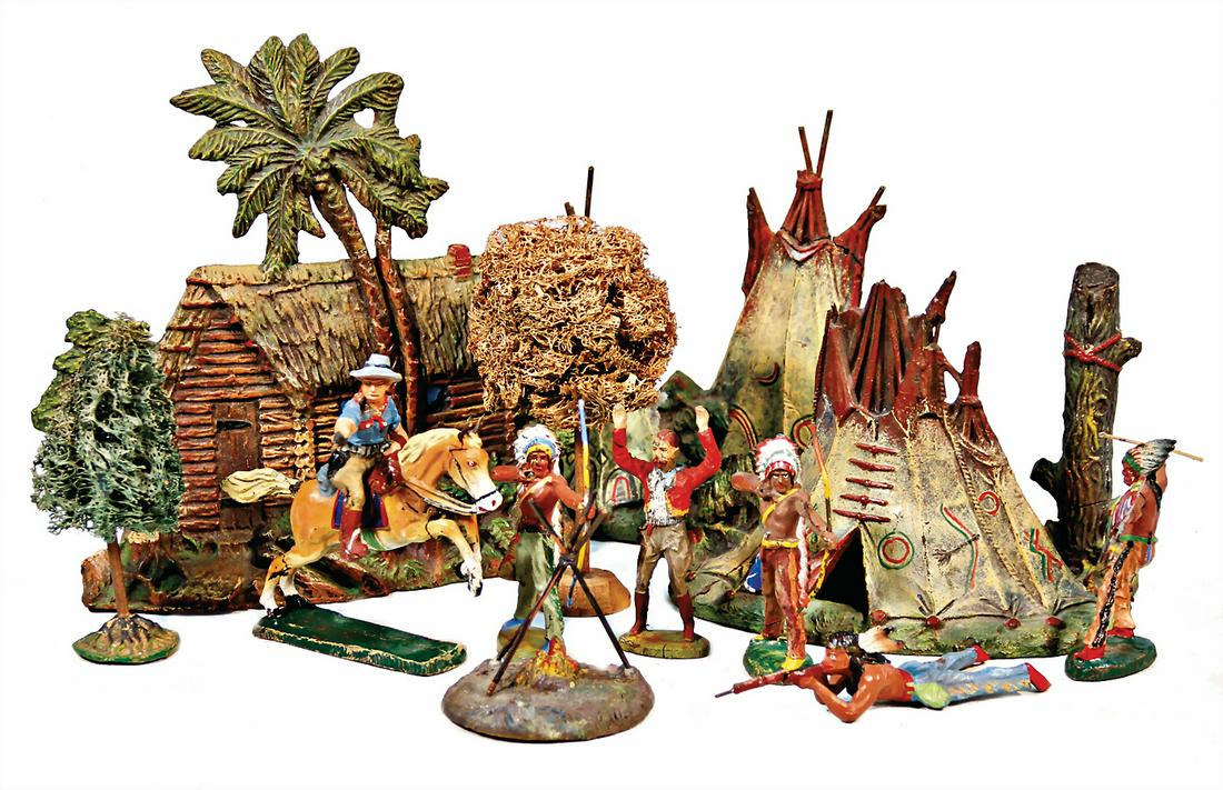 ELASTOLIN mass, Wild-West-figures, 2 tepees, mass with (1 of 1)