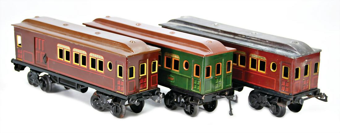 BING track 1, 3 pieces, passenger coach, brown, mail (1 of 1)