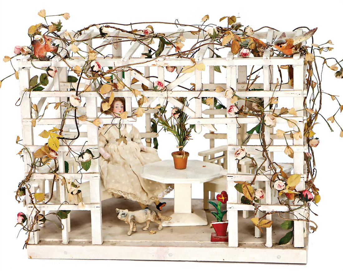 winter garden, wood, painted, with decorated with paper (1 of 1)