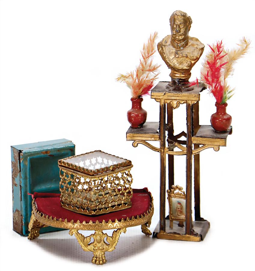 flower bench, tin, with bust, 13 cm, 1 small shelf, 1 (1 of 1)