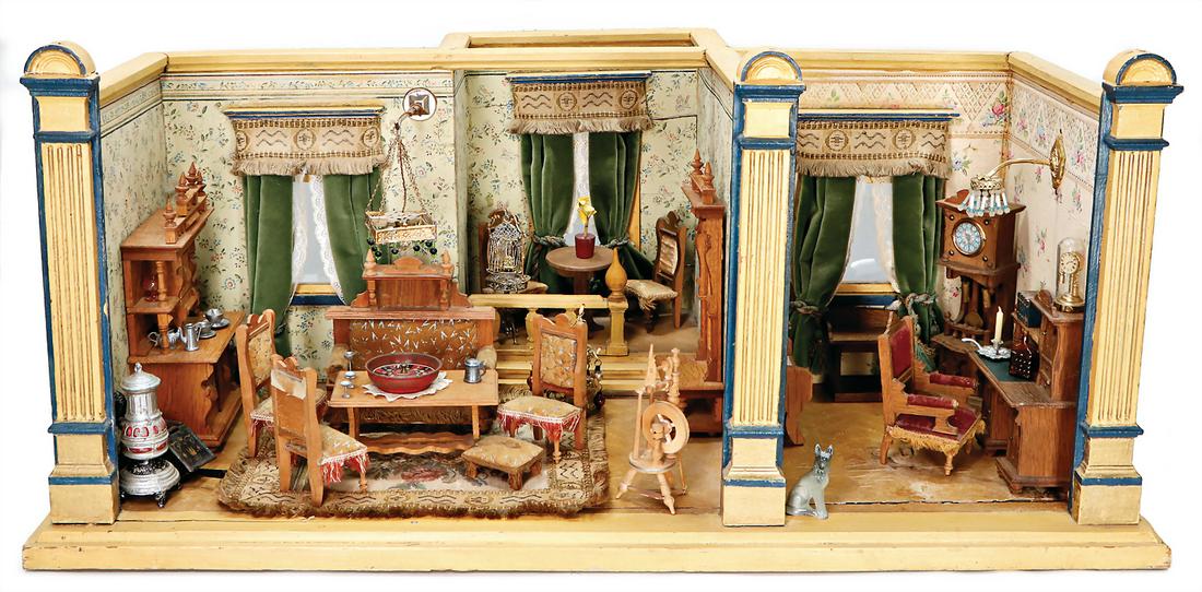 PROBABLY GOTTSCHALK 2-part dollhouse room with oriel, (1 of 1)