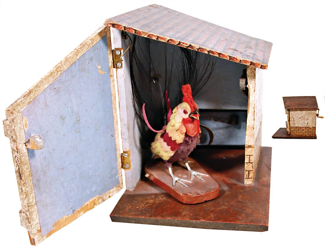 chicken coop, wood, stuck with lithographed paper, (1 of 1)