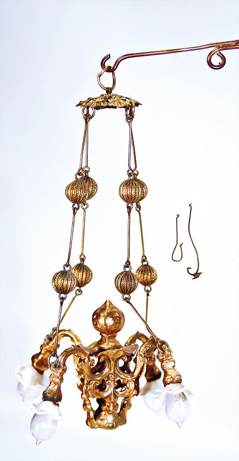 ERHARD & SÖHNE sheet brass, gilded, ceiling lamp, (1 of 1)