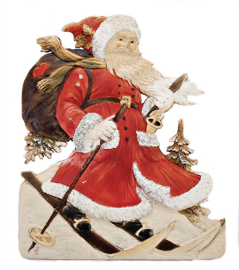 Santa Claus, cardboard, stamped, 50 cm, kinks in scarf,: Santa Claus, cardboard, stamped, 50 cm, kinks in scarf, otherwise good German Description Weihnachtsmann, Pappe, geprägt, 50 cm, Knickstelle im Schal, sonst gut