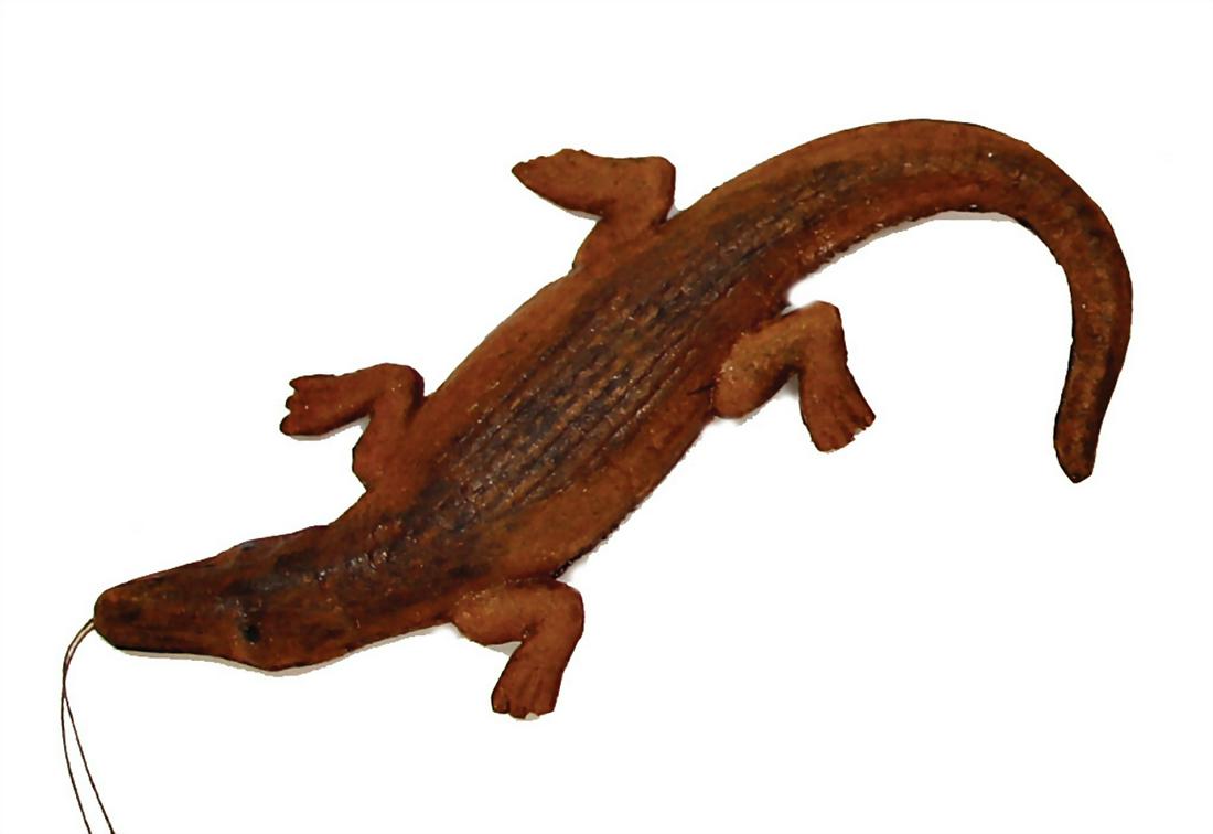 DRESDEN CARDBOARD crocodile, 10 cm, good condition: DRESDEN CARDBOARD crocodile, 10 cm, good condition German Description DRESDNER PAPPE Krokodil, 10 cm, guter Zust.