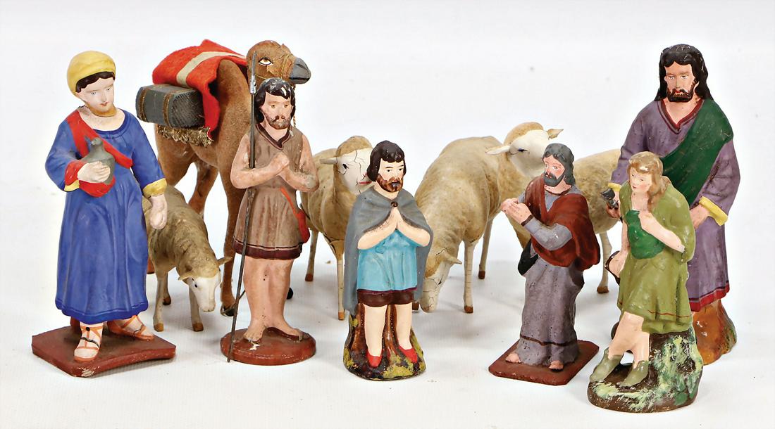 nativity figures, mass, probably before 1900, 10-12.5 (1 of 1)