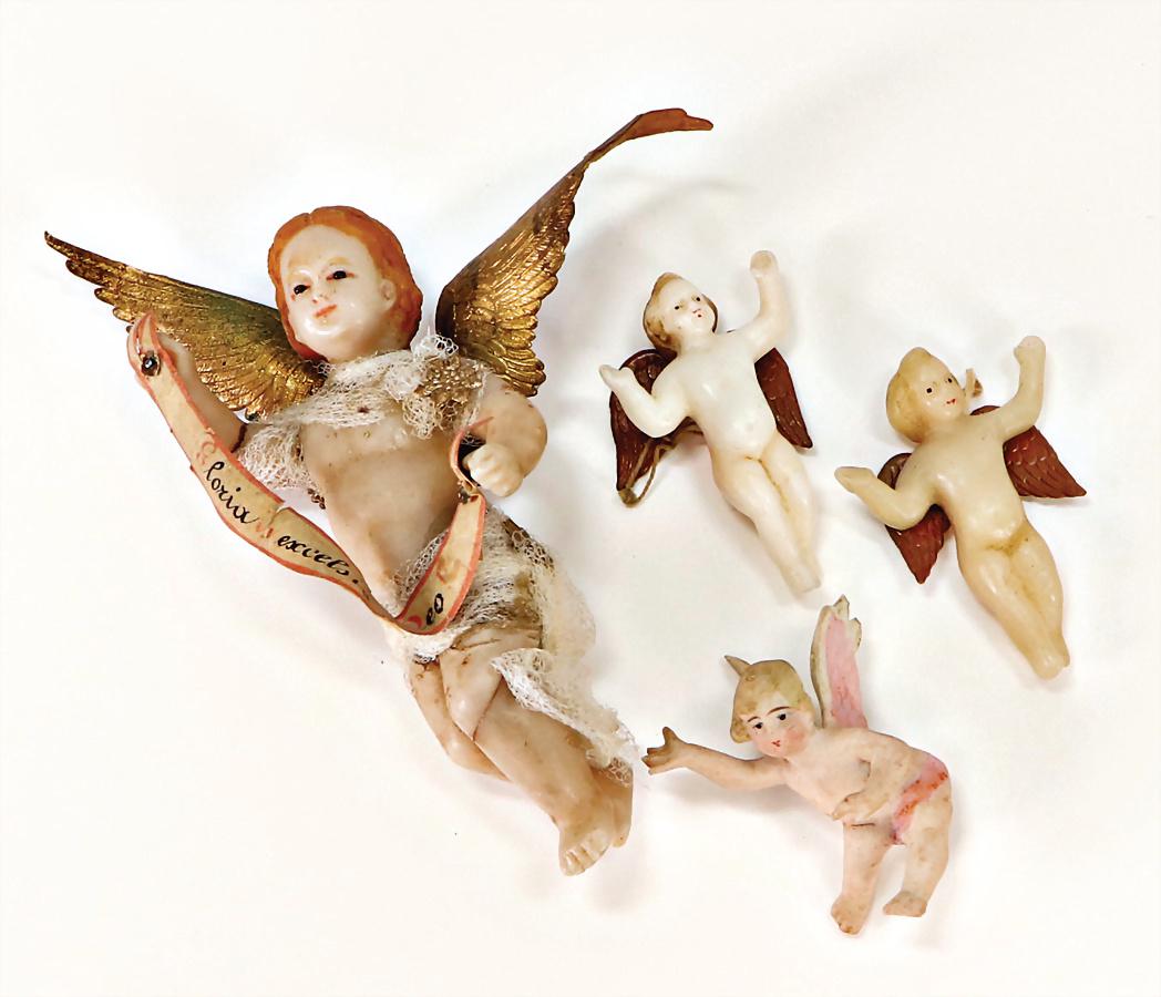 wax angel, 9.5 cm, cardboard wing, inset glass eyes, 2 (1 of 1)