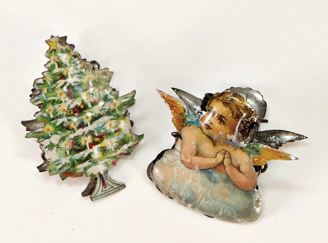 Christmas tree decoration, 2 pieces, clamps, face of an (1 of 1)