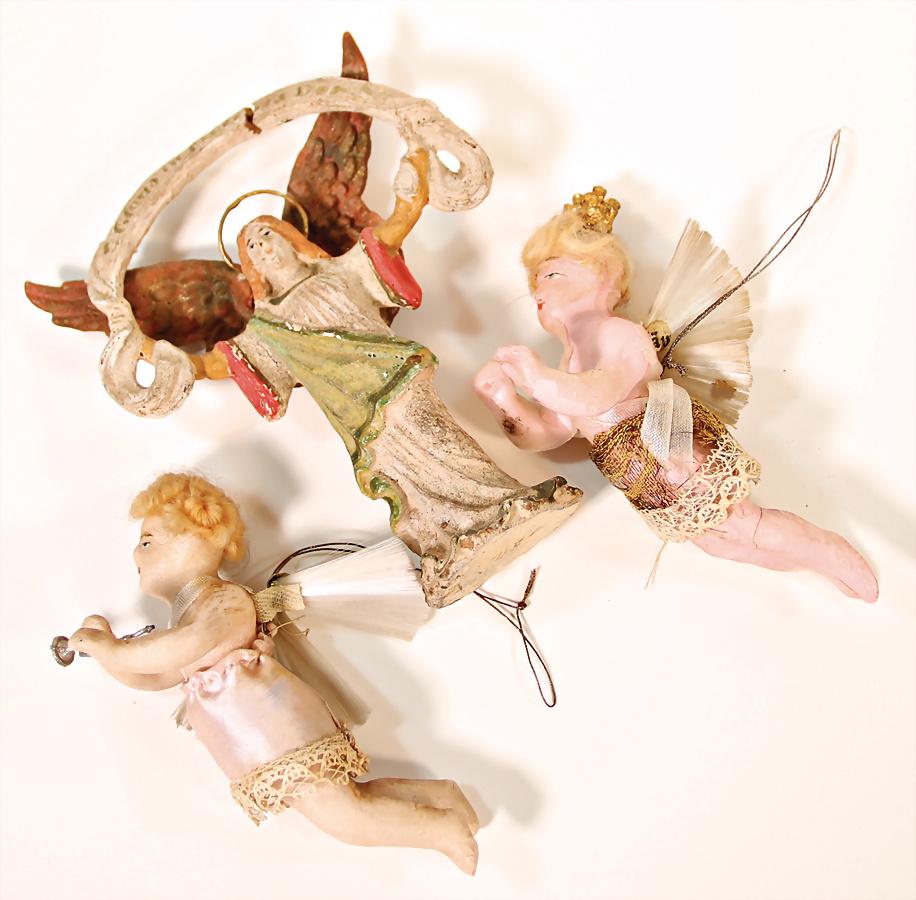 papier mâché, wax coated angel, 1 angel, mass, height: (1 of 1)