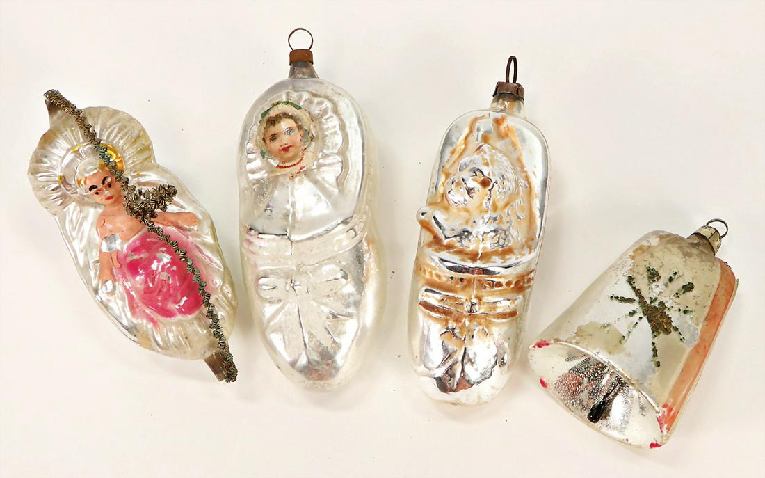 Christmas tree decoration, 3 pieces, mirror glass, (1 of 1)