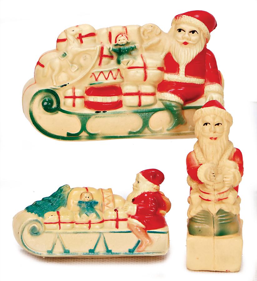 3 pieces, Christian tree balls made of celluloid, Santa (1 of 1)