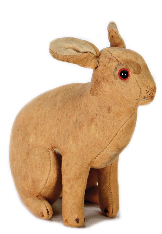 STEIFF felt hare, pre-war era, with shoe button-eyes, (1 of 2)