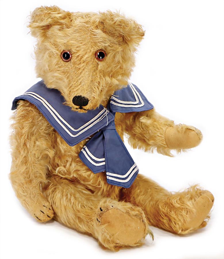 Jopi bear, yellow, 48 cm, pre-war era, mohair and  felt (1 of 1)