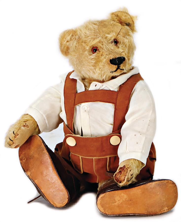 STEIFF bear, pre-war era, with button, long stretched (1 of 1)
