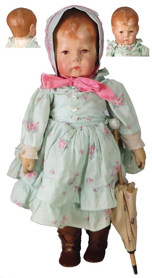 KÄTHE KRUSE doll No. 1, 43 cm, fabric head, 3 seams at (1 of 1)