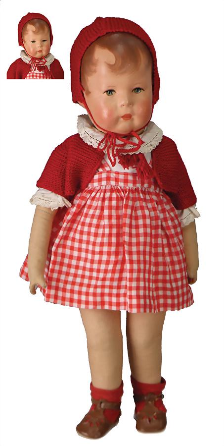 KÄTHE KRUSE doll No. 1, fabric head, 3 seams at the (1 of 1)