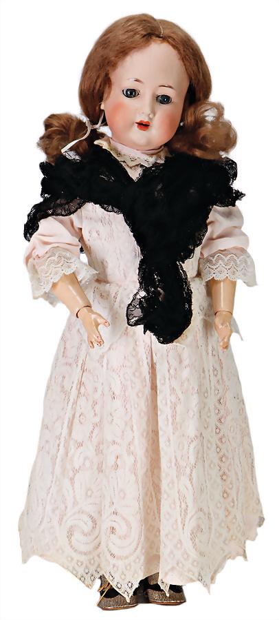 HST bisque porcelain socket head, Made in Germany,: HST bisque porcelain socket head, Made in Germany, marked HST.15, blue sleepy eyes, opened mouth, upper teeth, dimple at chin, German jointed body, old underwear, old wig, 62 cm German Description HST