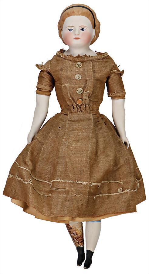 bisque porcelain shoulder headed doll, Biedermeier, (1 of 1)