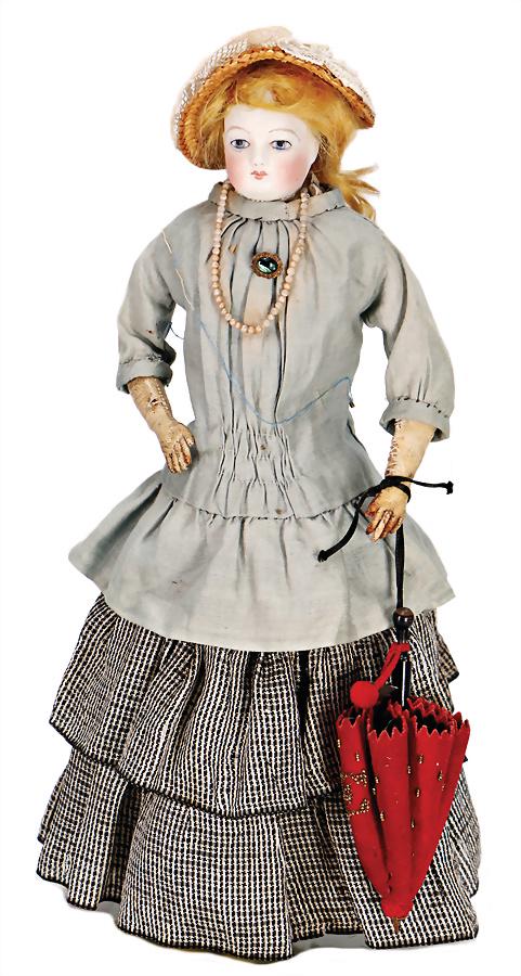 Fashion-Doll, bisque porcelain shoulder headed doll, (1 of 2)