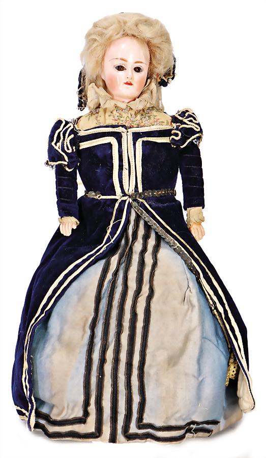 ladylike papier mâché shoulder headed doll, 34 cm, fix: ladylike papier mâché shoulder headed doll, 34 cm, fix inset brown glass eyes, closed mouth, mohair wig, fabric body, mass arms and legs, original clothes German Description Damenhafte Papierm