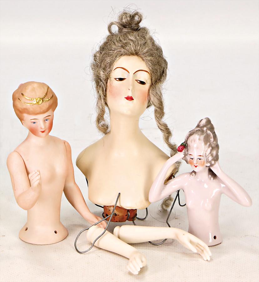 Konv. Halbpuppen, Biskuit, 13,5 cm, Dame mit Haarband, (1 of 1)