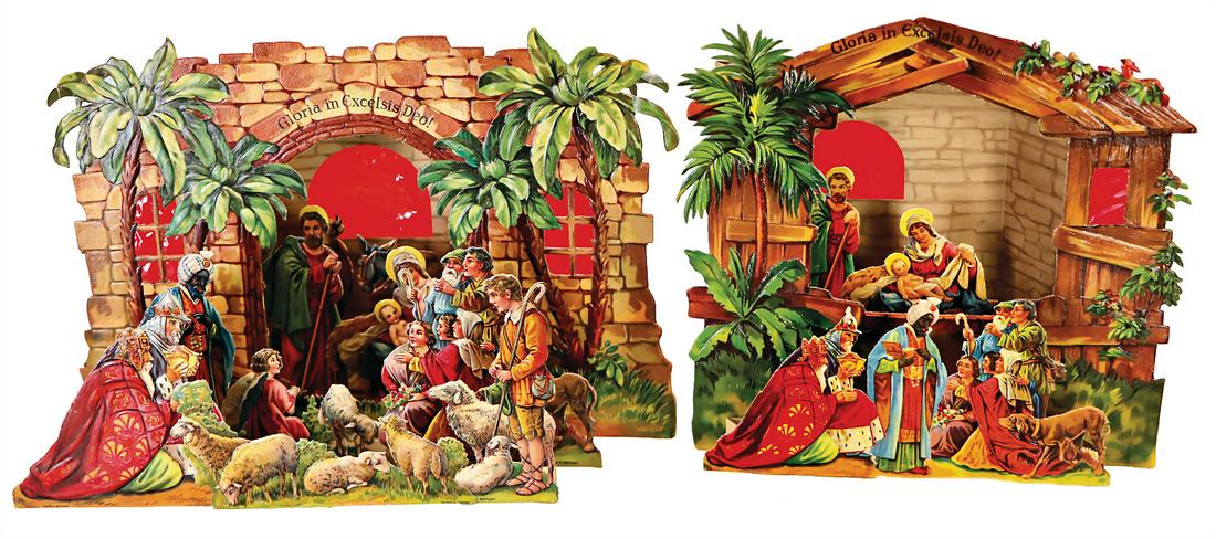 Aufstellkrippe, H: 20 cm, einige Stellen hinten: Aufstellkrippe, H: 20 cm, einige Stellen hinten getaped, 1 Aufstellkrippe, H: 21 cm