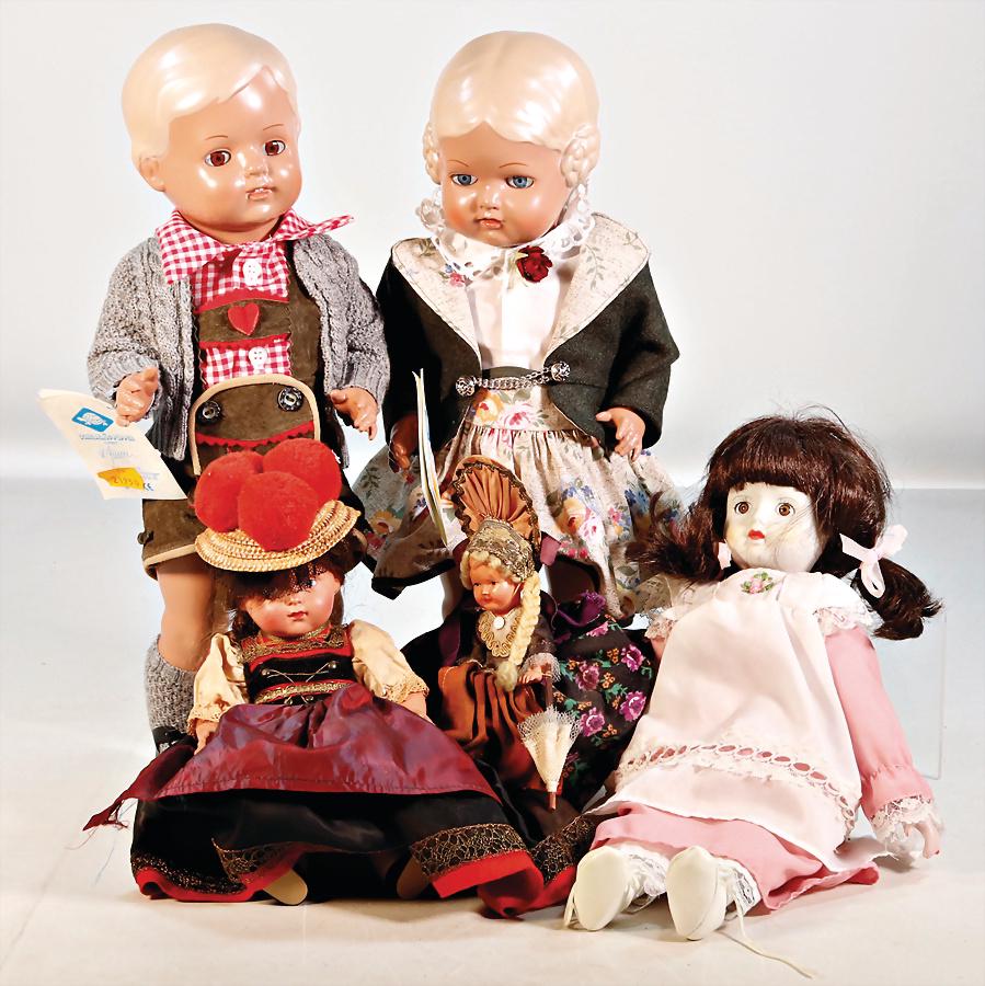 Konv. Replica, Christel u. Bärbel, kl. Trachtenpuppe, (1 of 1)