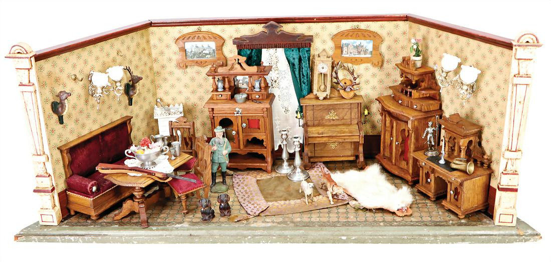 Puppenstube eingerichtet als Jägerstube, B: 79 cm, H: (1 of 1)