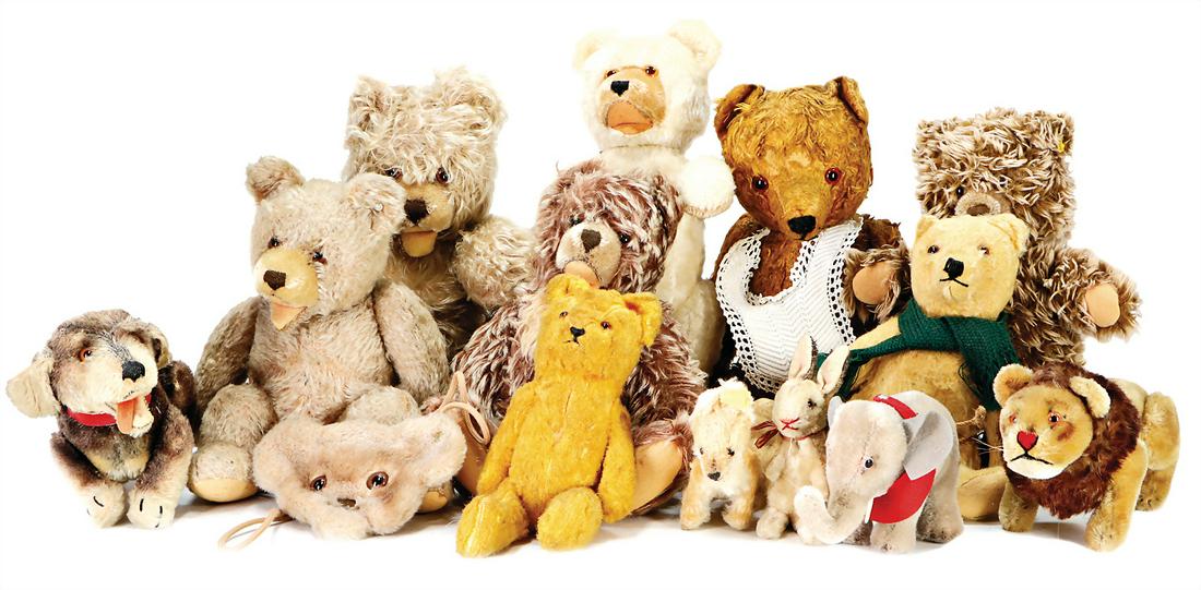 Konv. Bären, 8 Teile, dazu einige STEIFF Tiere: Konv. Bären, 8 Teile, dazu einige STEIFF Tiere Nachkrieg