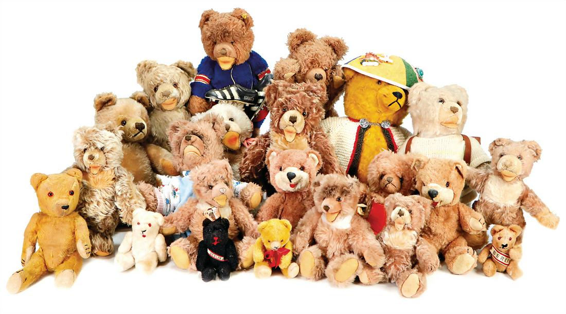 22 Teile, Bären, Nachkrieg, STEIFF u.a., untersch.: 22 Teile, Bären, Nachkrieg, STEIFF u.a., untersch. Zust.