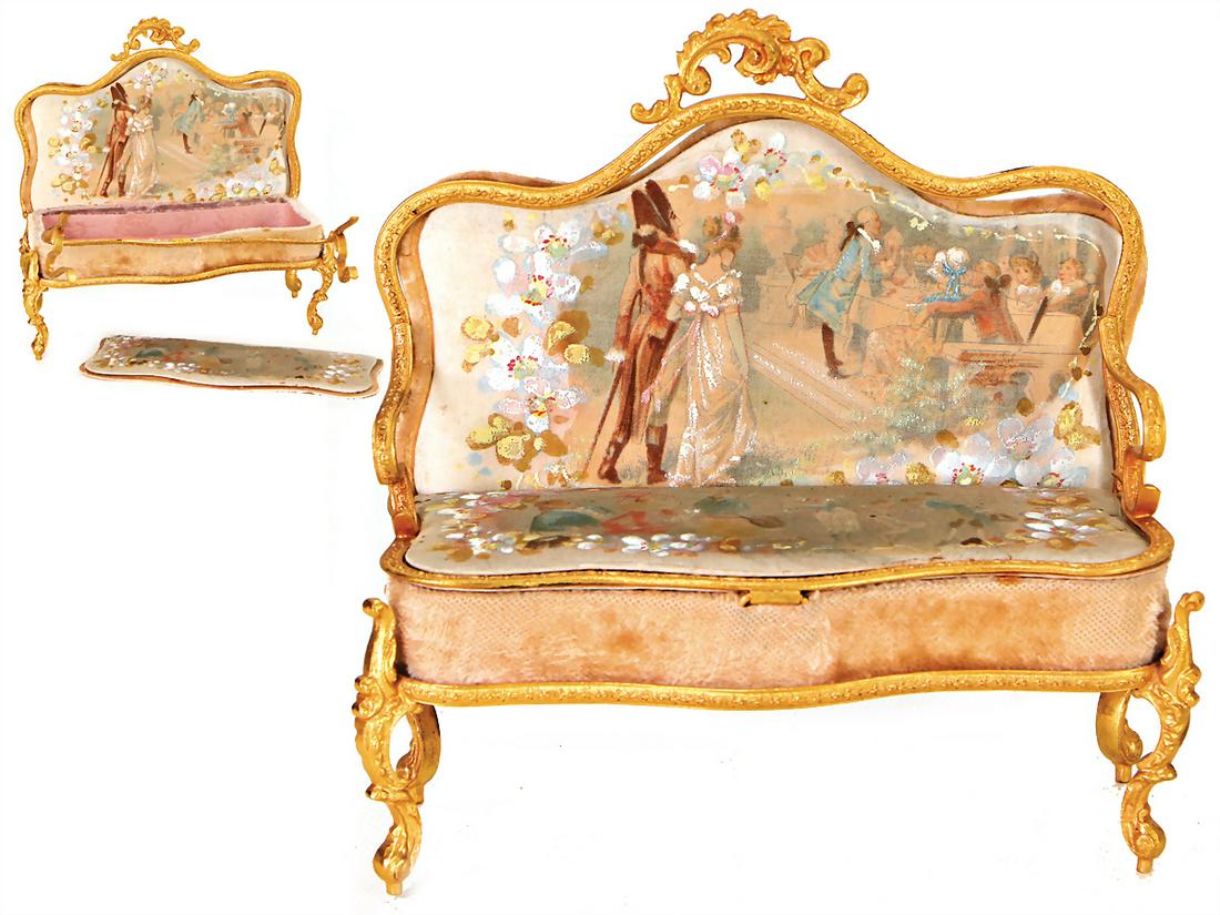 Sofa, vergoldet, Stoff bemalt, aufklappbar als (1 of 1)