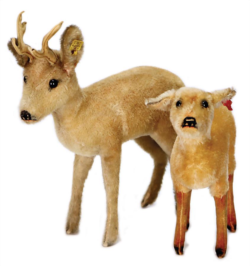 STEIFF 2 pieces, pre-war era, deer, with button, long (1 of 1)