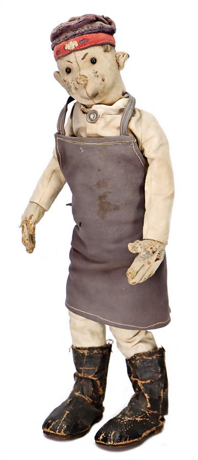 STEIFF infantryman, c. 1918, 38 cm, felt, with button, (1 of 3)