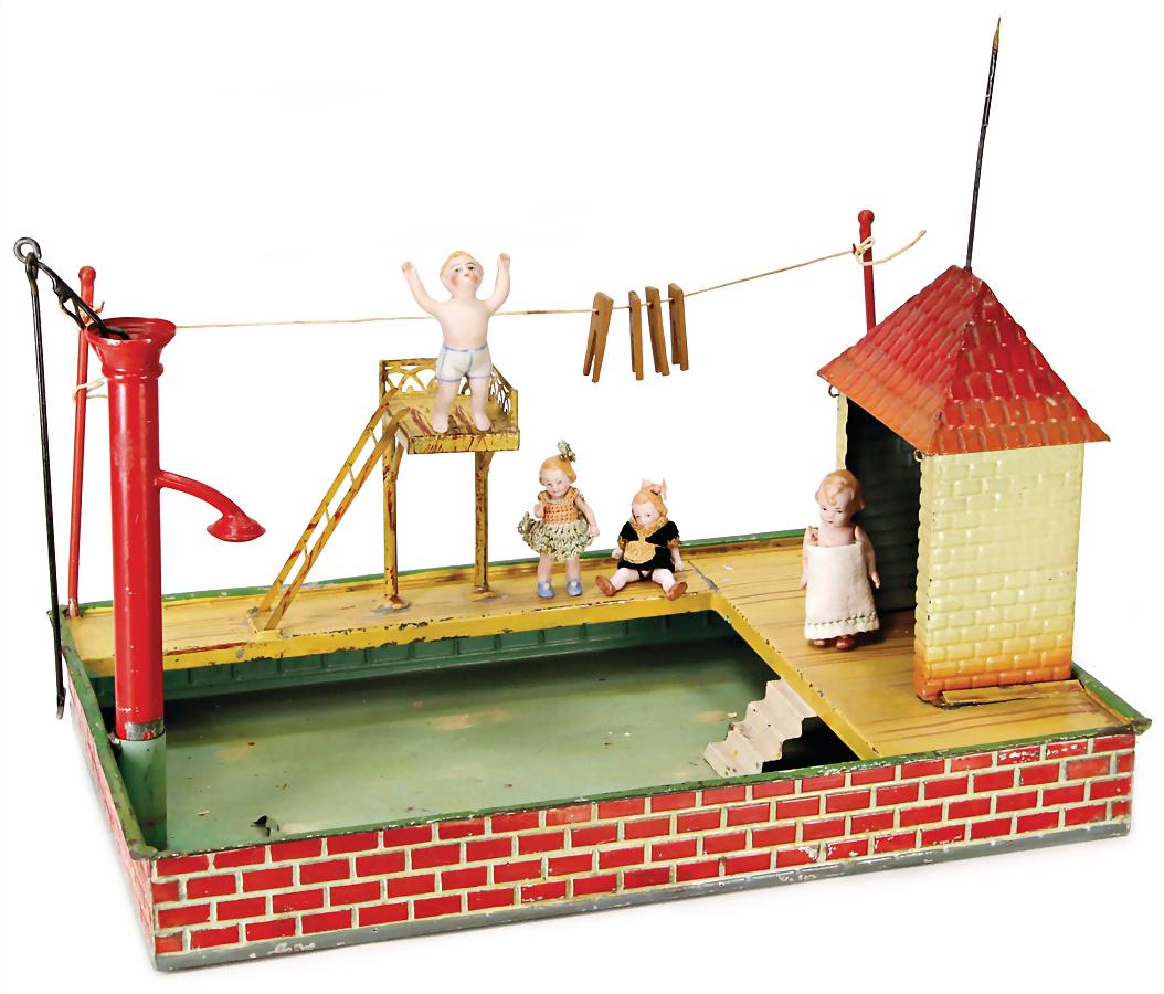 PROBABLY BING swimming pool, sheet metal, handpainted, (1 of 1)