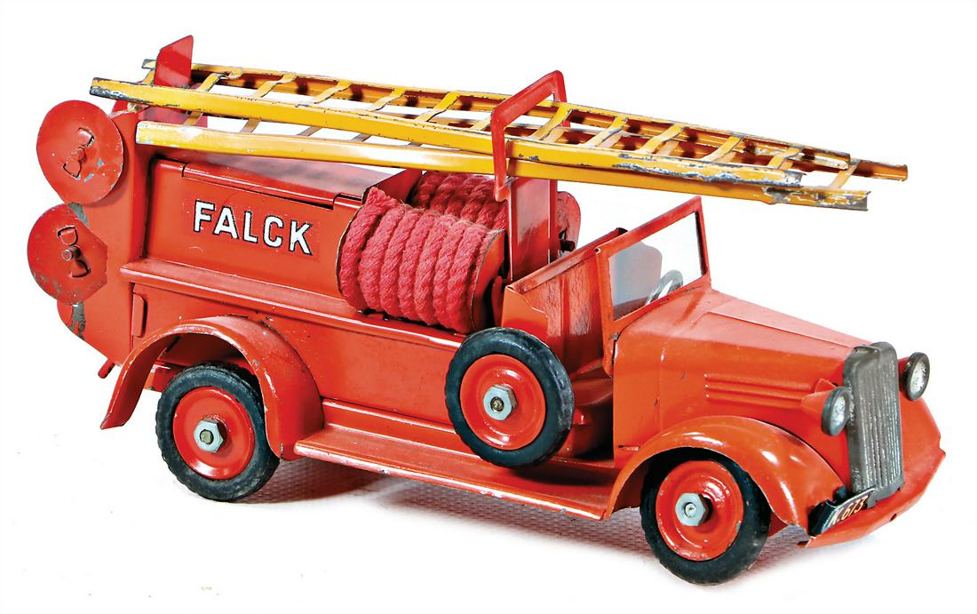TEKNO fire engine, turnable ladder, sheet metal, 17 cm, (1 of 1)