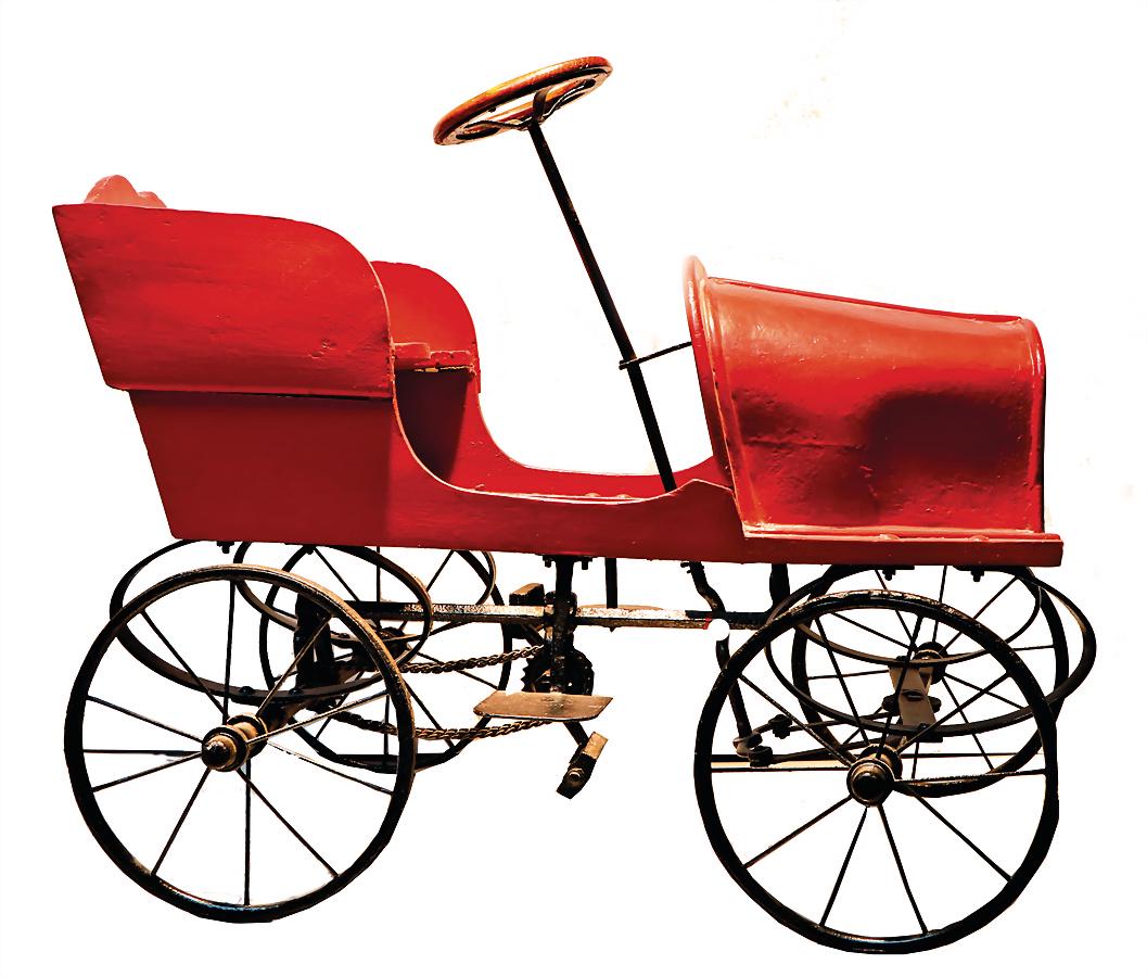 pedal car, '20s (Pedalcar), wood and  tin pieces, (1 of 1)