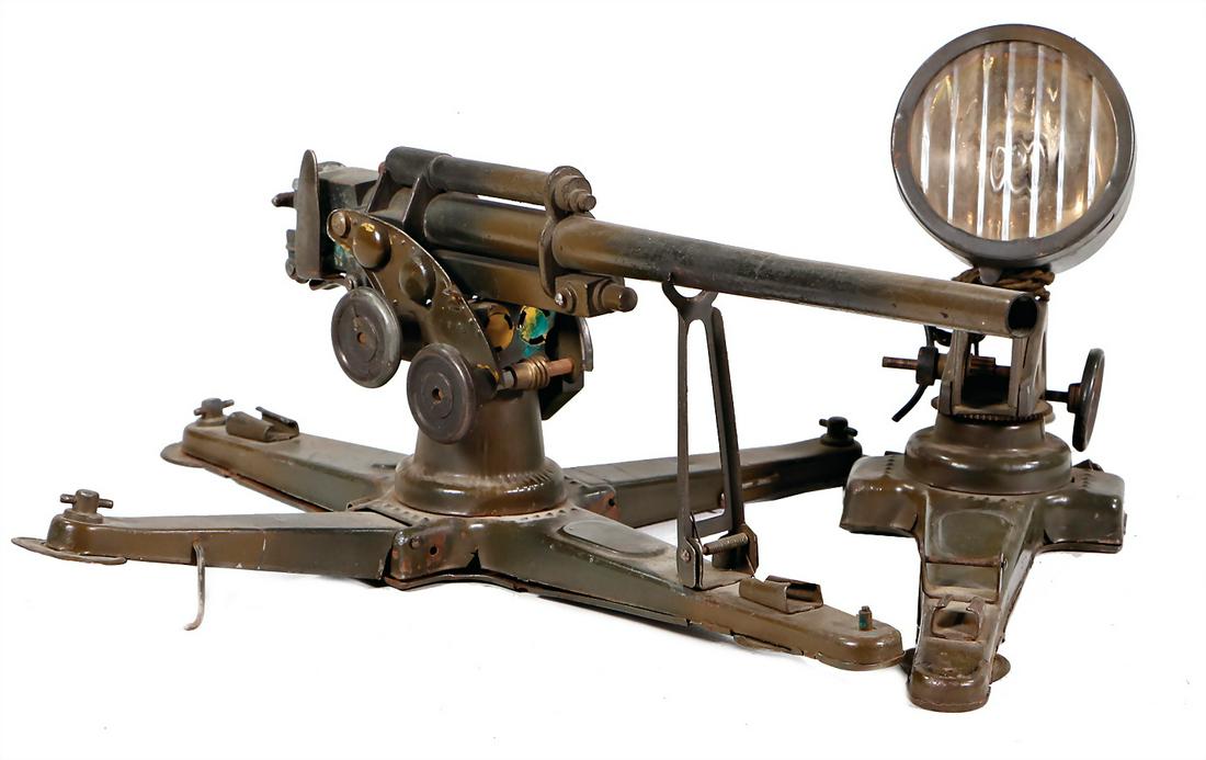 2 items, 1 headlight, sheet metal, 26 cm, used: 2 items, 1 headlight, sheet metal, 26 cm, used condition, anti-aircraft-gun, sheet metal, 27 cm, underbody loose, otherwise good condition German Description 2 Artikel, 1 Scheinwerfer, Blech, 26 cm, b