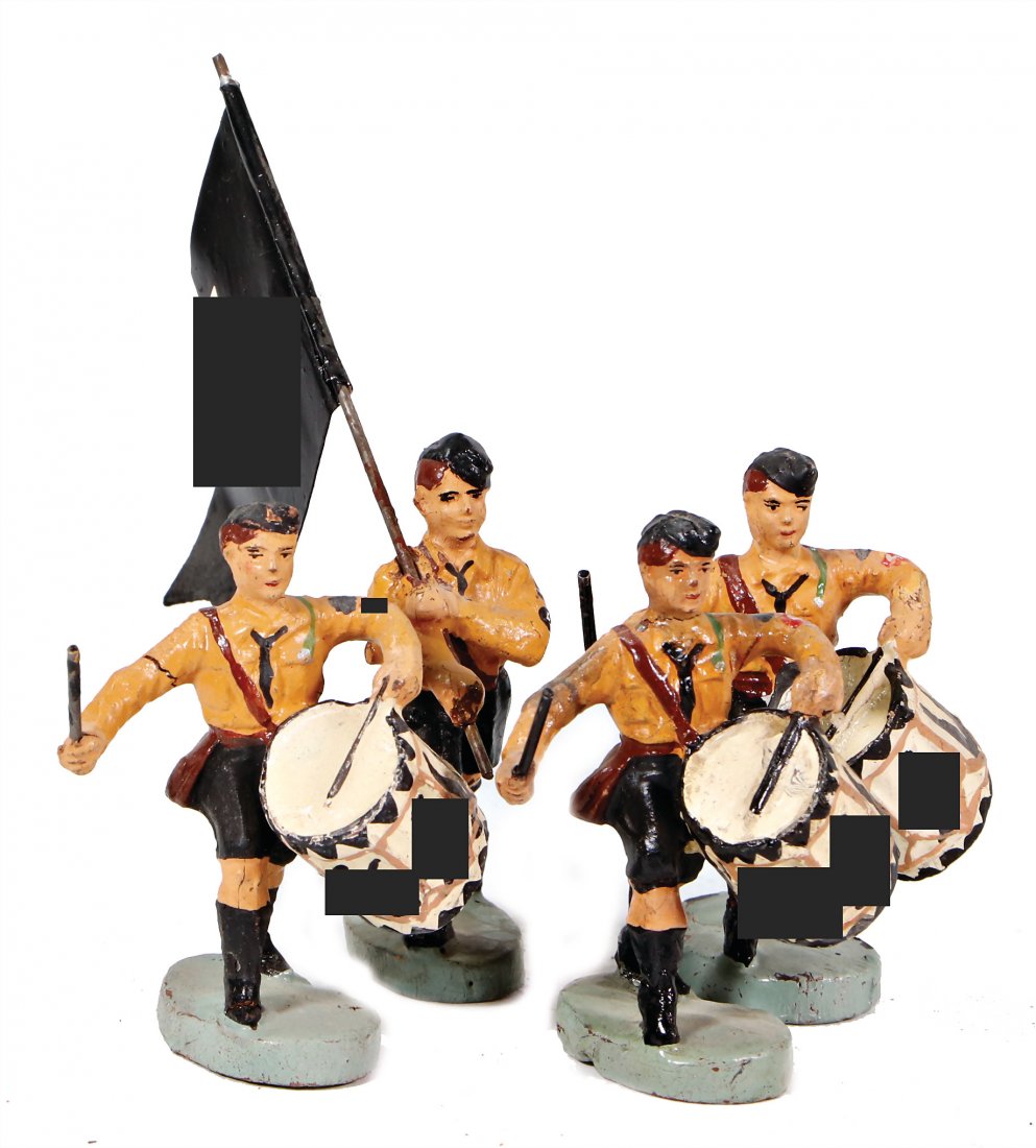 ELASTOLIN 4 SA cubs, drumming, with flag, marching, 6.5 (1 of 1)